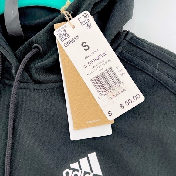 adidas
Women's Black Cropped Flared Sleeve Top Hooded Size S - Picture 7 of 12